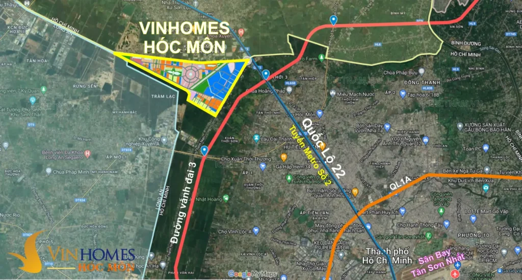 Bản đồ vị trí Vinhomes Hóc Môn